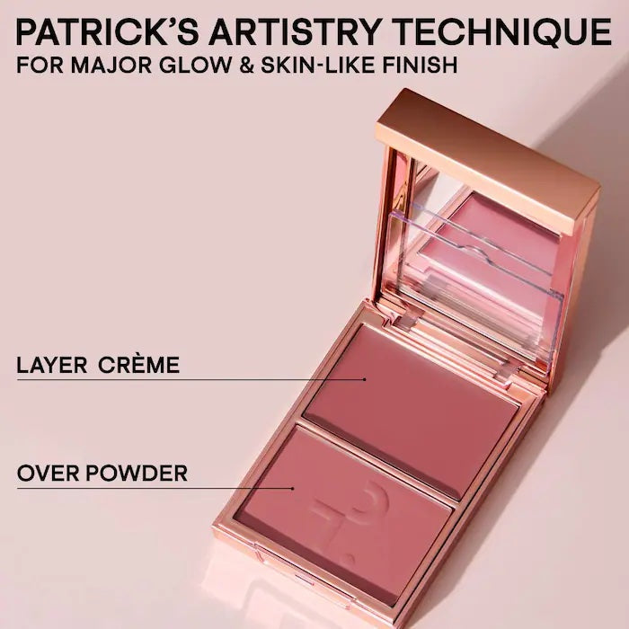 Patrick Ta Double-Take Crème & Powder Blush, She Goes to the Gym, Dual-Texture Formula Mini