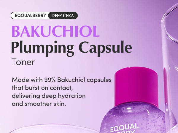 EQQUALBERRY Bakuchiol Plumping Capsule Toner - Natural Retinol Alternative Face Toner