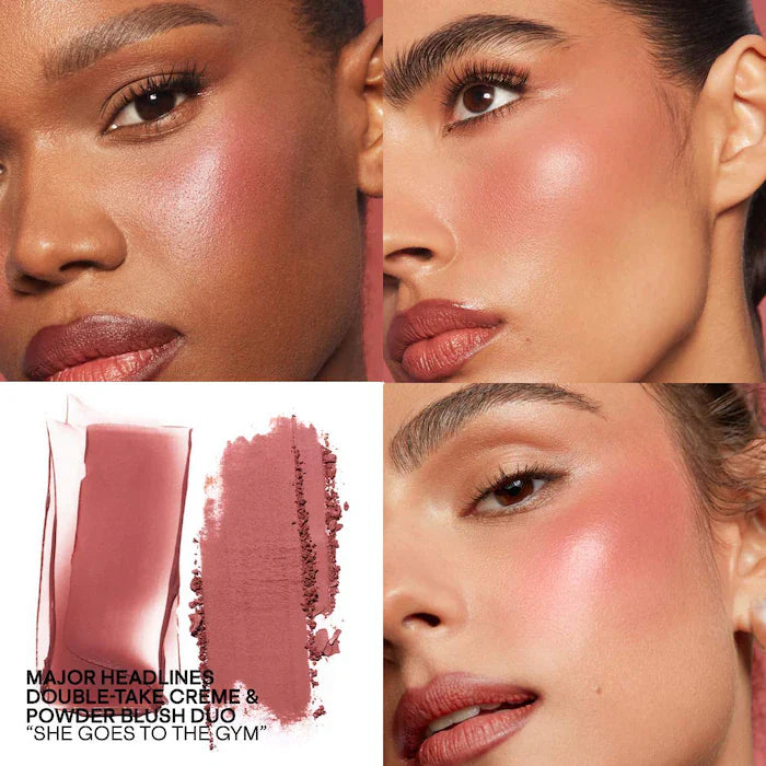 Patrick Ta Double-Take Crème & Powder Blush, She Goes to the Gym, Dual-Texture Formula Mini
