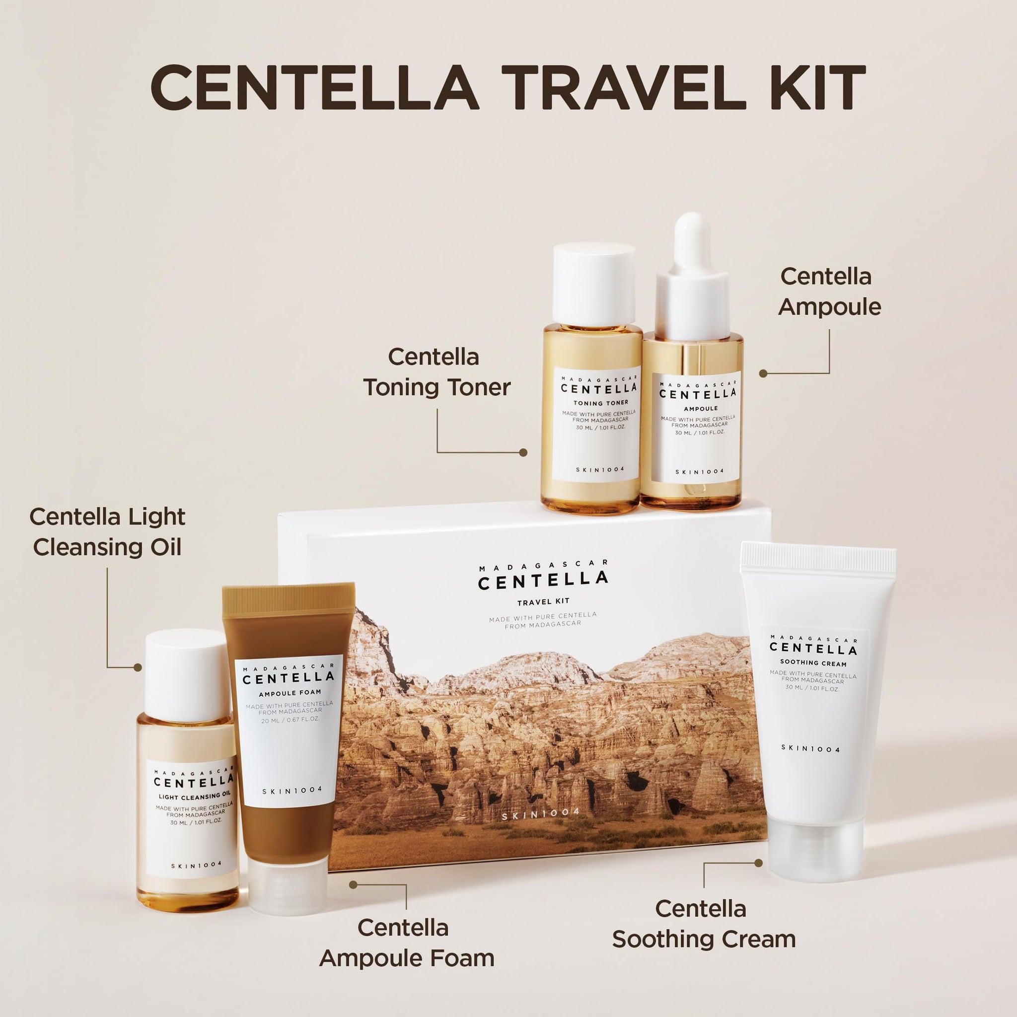 Madagascar Centella Travel Kit, 5 Piece Set