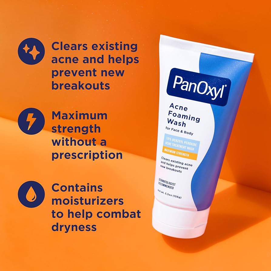 PanOxyl Acne Foaming Wash Benzoyl Peroxide 10% Maximum Strength Antimicrobial 156g